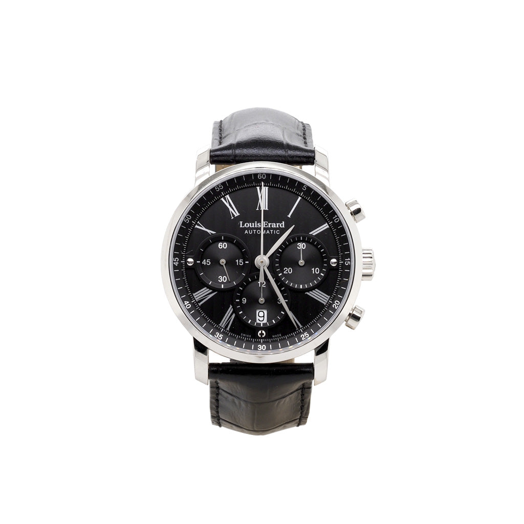 LOUIS ERARD Chronograph Automatic Watch with Black Leather Strap – Ogden Of  Harrogate