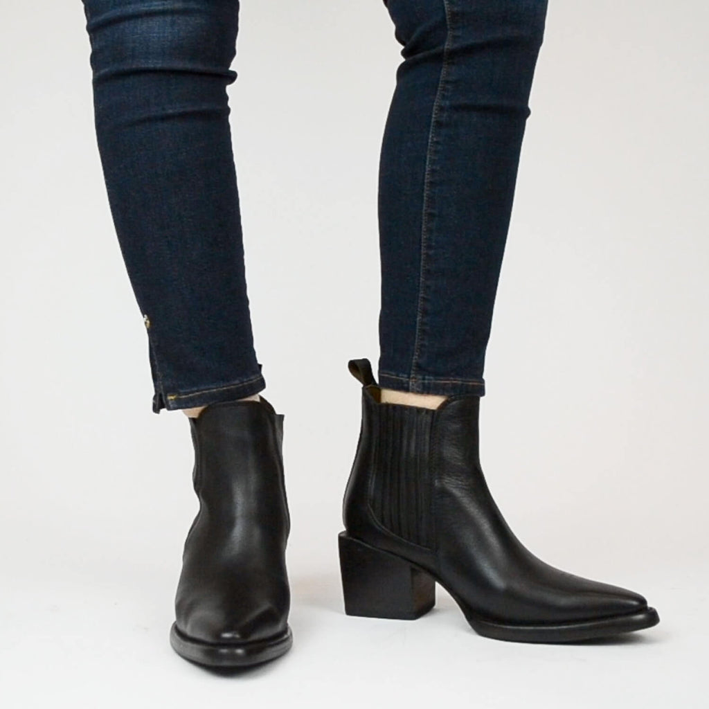Women's Leather Heeled Bootie | Battery – Sutro Footwear