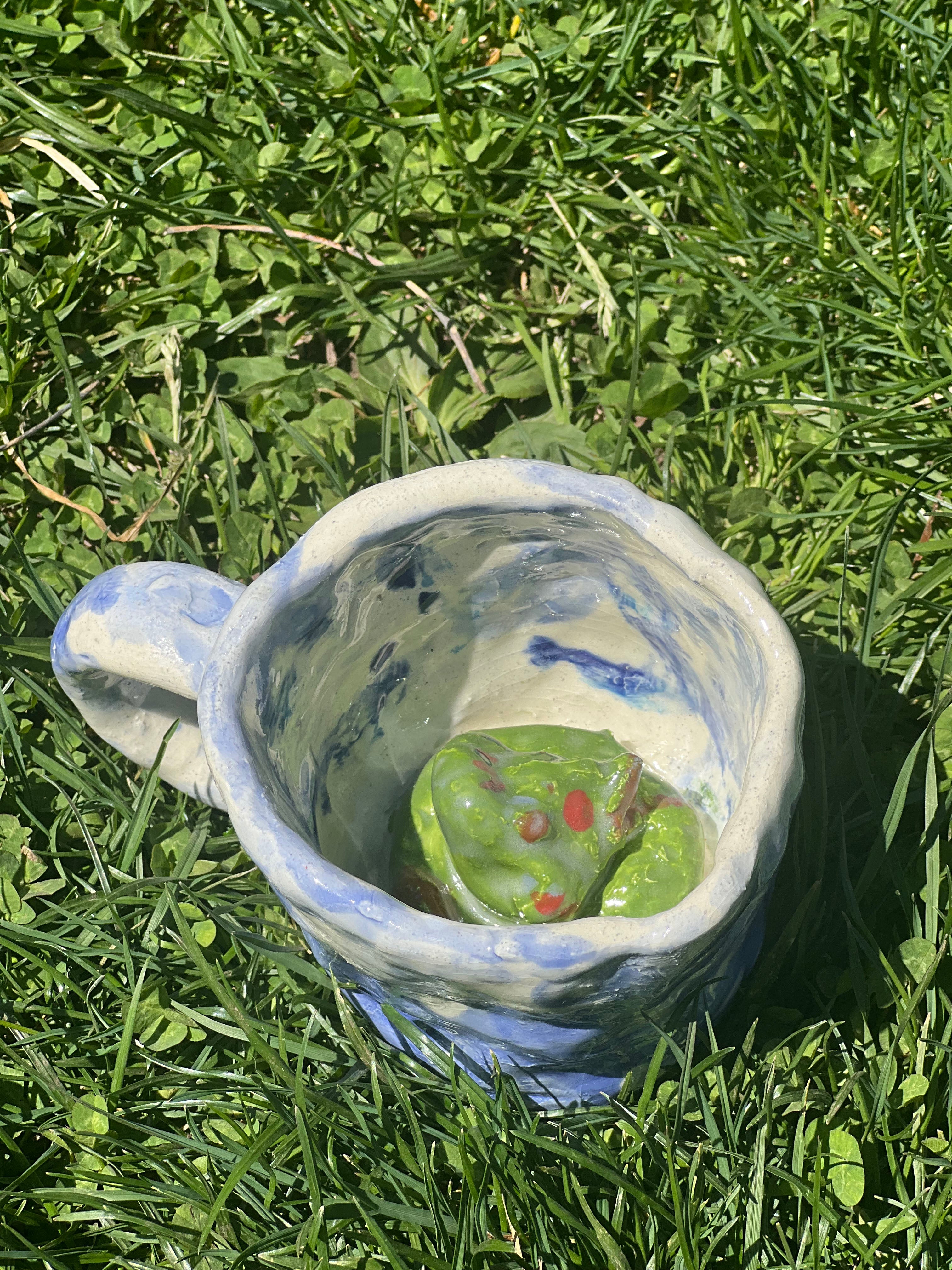 Surprise duck in pool mug