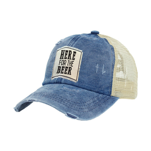 BRIEF INSANITY Here for the Beer - Vintage Distressed Trucker Adult Hat