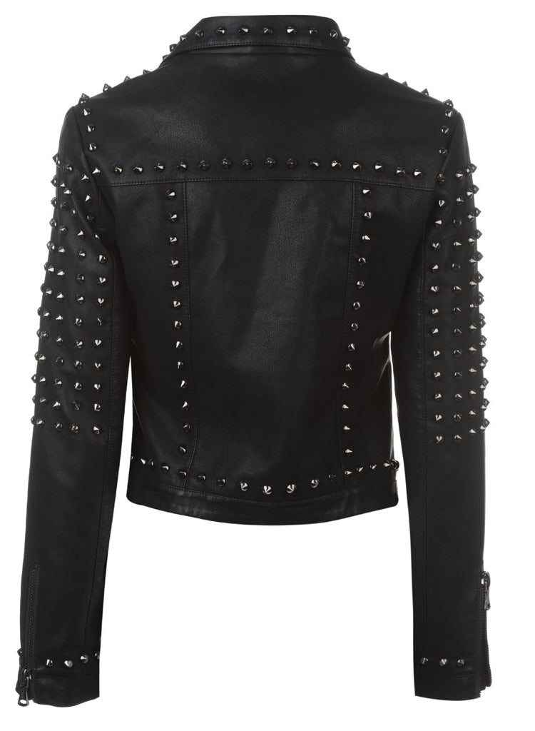 Buy Women's Girls BlackSeal Studded Goth Punk Biker Jacket at Urban ...