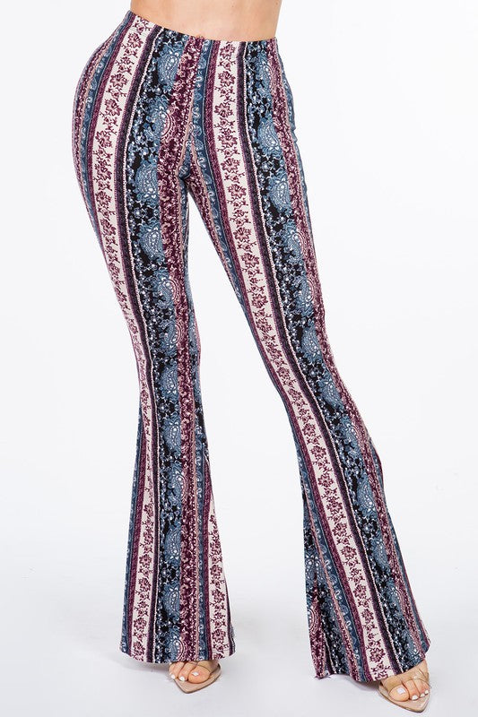 Bear Dance Cherry Print Flare Pants