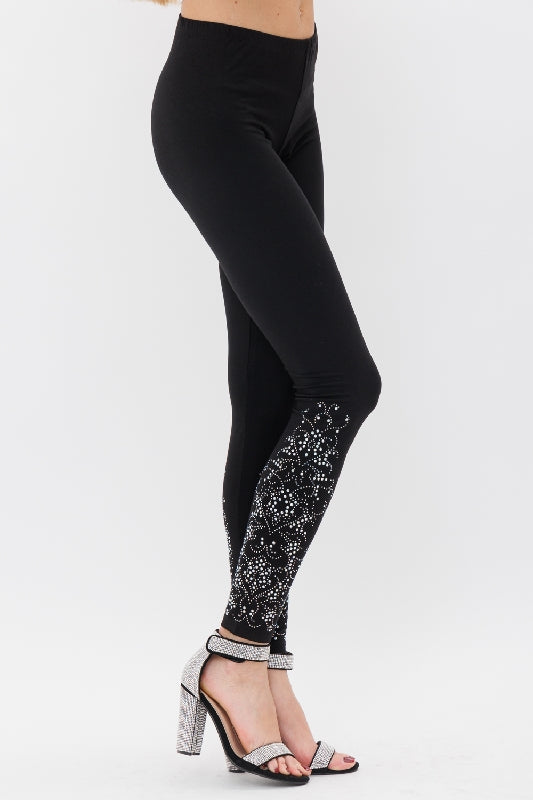 Vocal Scroll Stones Embellished Leggings - Black – Debra's Passion Boutique