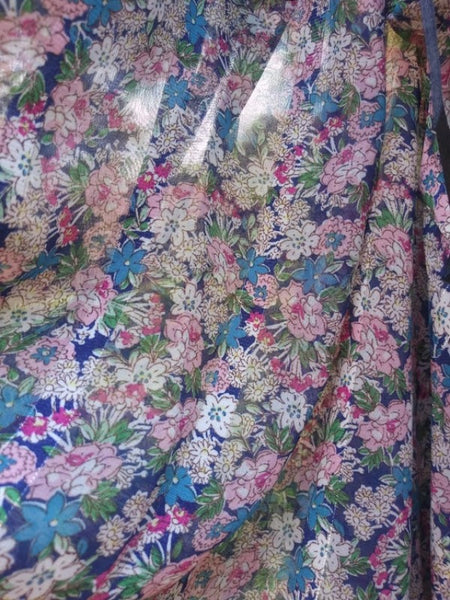 Sheer Lurex Flower Blouse - Blue/Pink – Debra's Passion Boutique