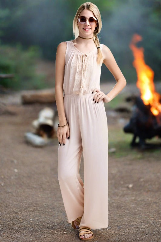 light pink jump suit