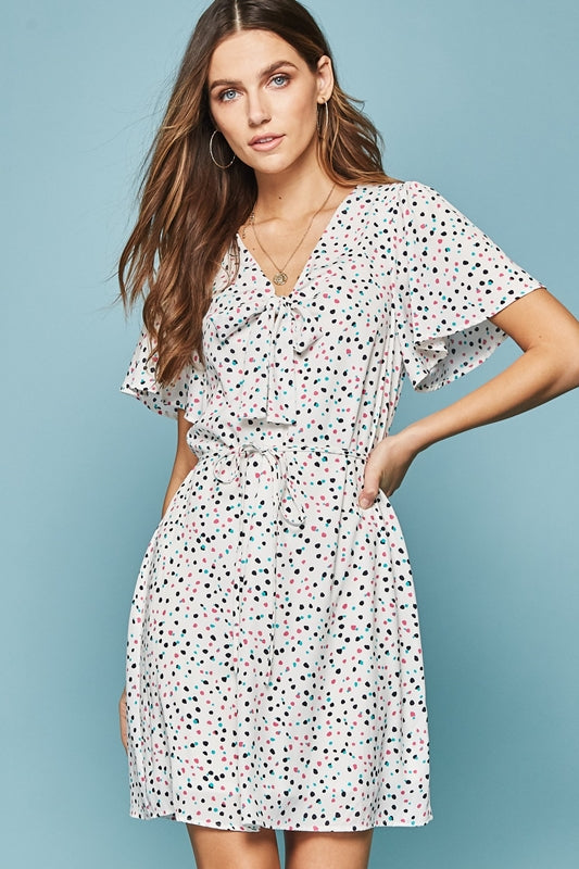 ivory polka dot dress