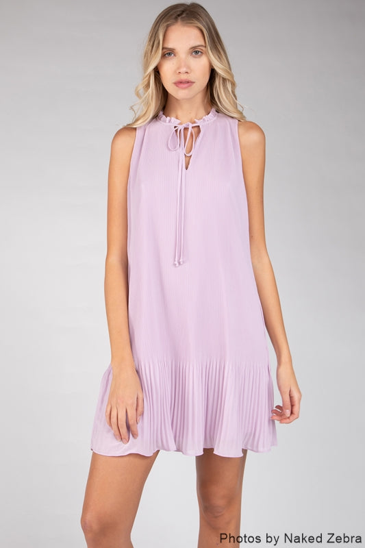 Image of Kirsten Mini Pleated Dress - Lavender