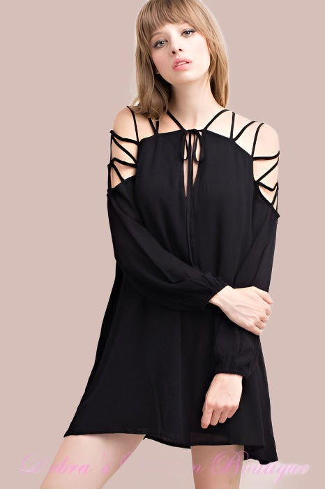 black strappy swing dress