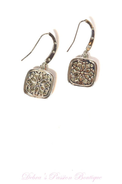 Cube Silver tone Earrings | Debra's Passion Boutique