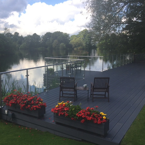 Glass balustrade with lake view!