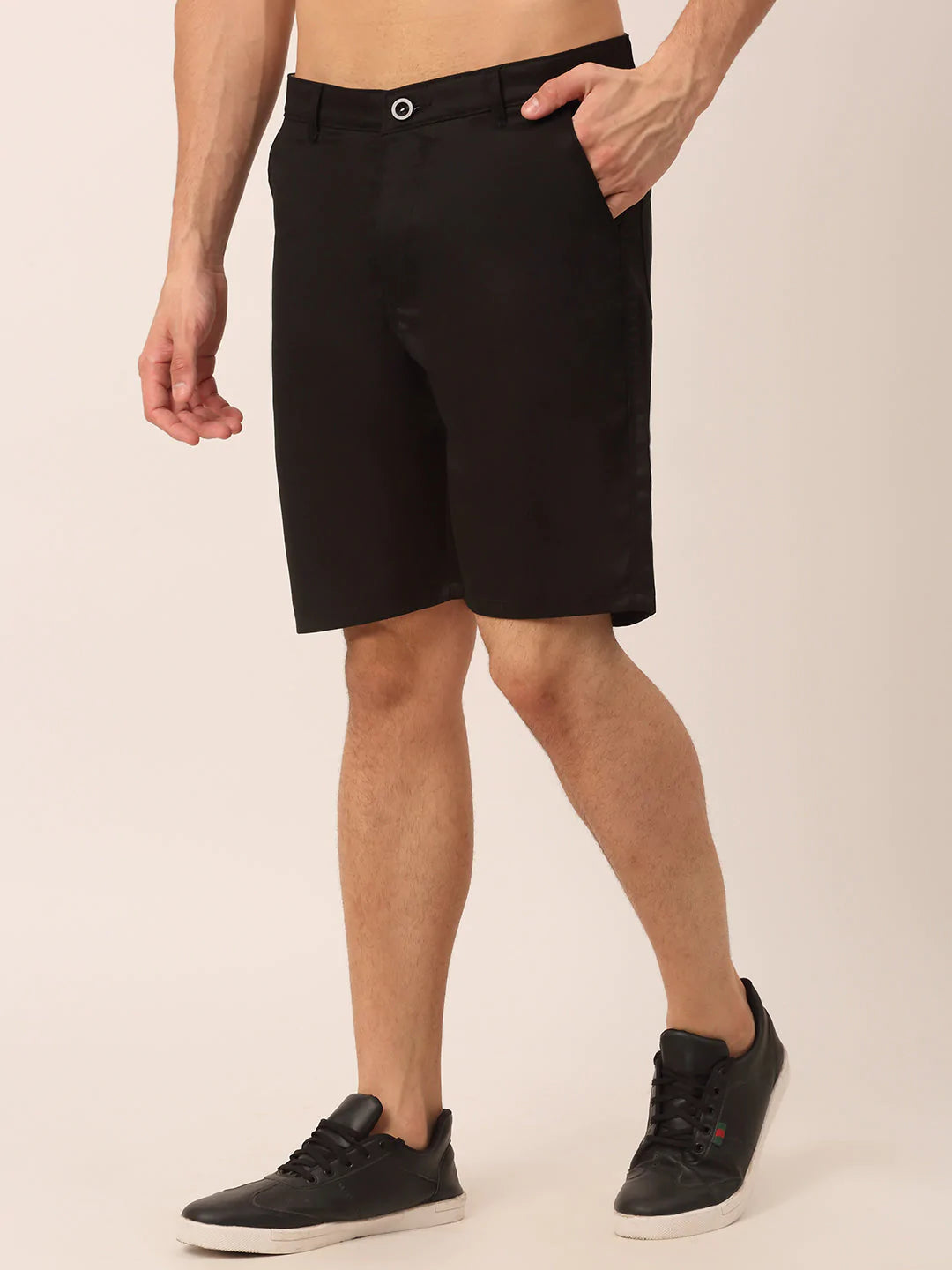 Jainish Men's Casual Cotton Solid Shorts ( SGP 153 Black )