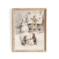 Children building a snowman