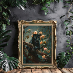 Vintage Panther in Dark Jungle - Gothic Wall Art Print - Everything Pixel