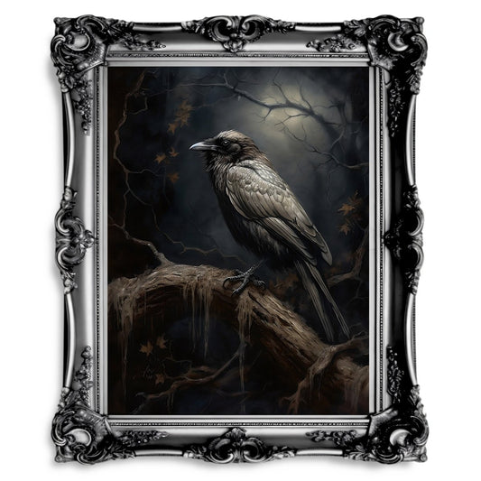 Gothic Raven Crow Painting Throw Pillow