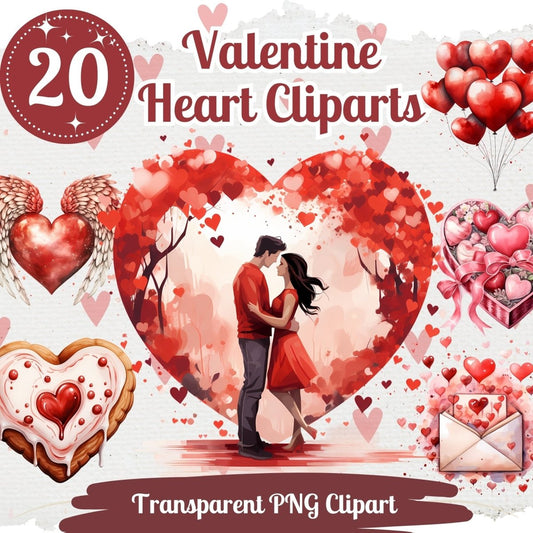 Valentine's Card Cliparts 20 JPG Bundle Background for Cards
