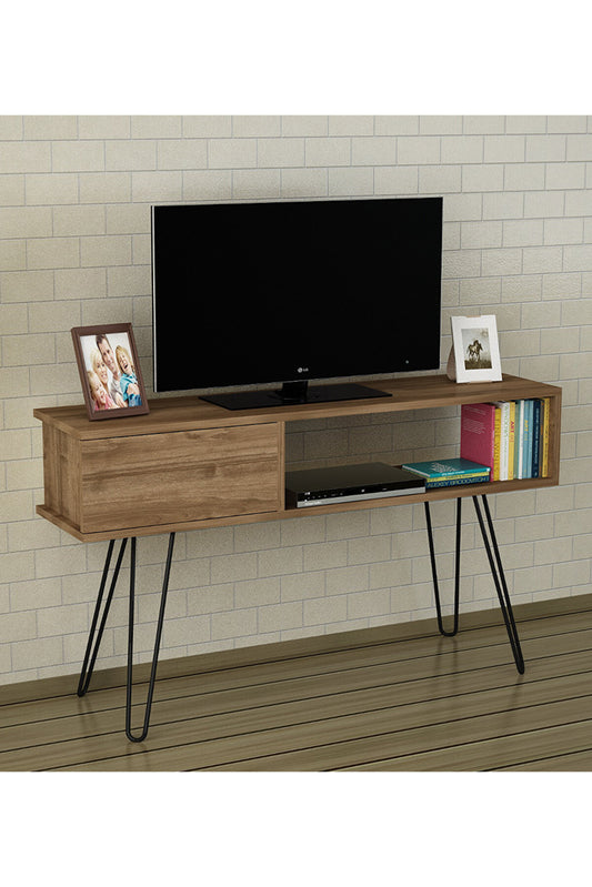 Mueble TV con estantería M16-804 nogal blanco 180x48.6x35 - 8681875460872
