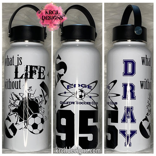 Soccer Water Bottle 32 ounce Personalized Soccer Ball Water Flask Bottle