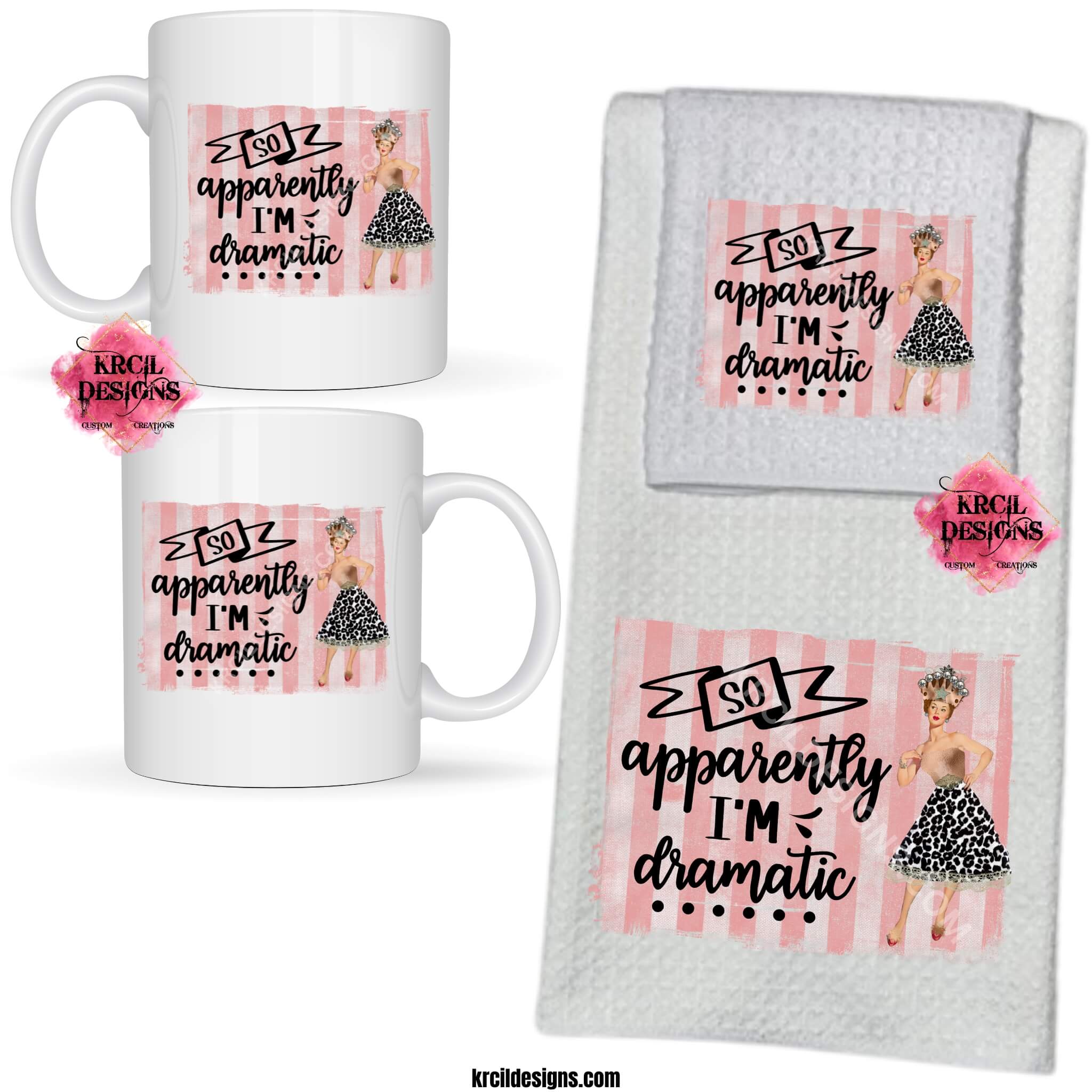 Apparently, I'm Dramatic! Retro Housewives Kitchen Towels & Funny Coffee Mugs