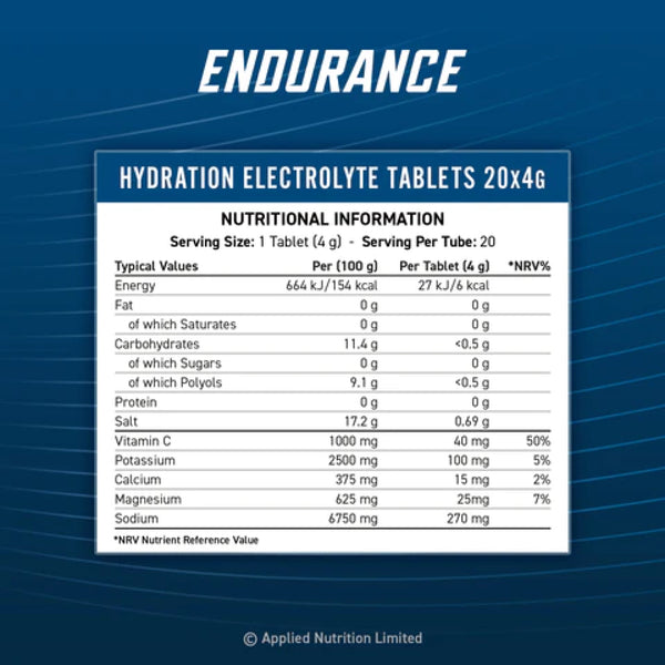 Applied Nutrition Endurance Hydration Electrolyte Effervescent Tablets Nutritionals Protein Superstore