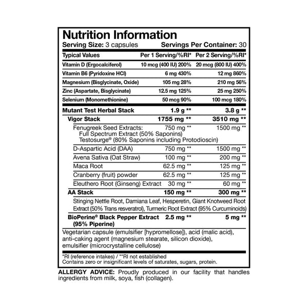 Mutant Test 90 caps Nutritionals Protein Superstore