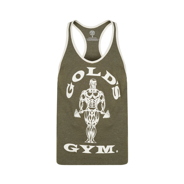 golds gym stringer vest army cream protein superstore