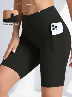 2XXL 16Colors Pockets High Waist Shorts Woman Solid Color Fitness Skinny Stretch Sport Shorts Compression Athletic Pockets Pants - Taylored Custom Teez