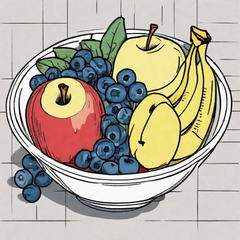 apples, blueberries and bananas