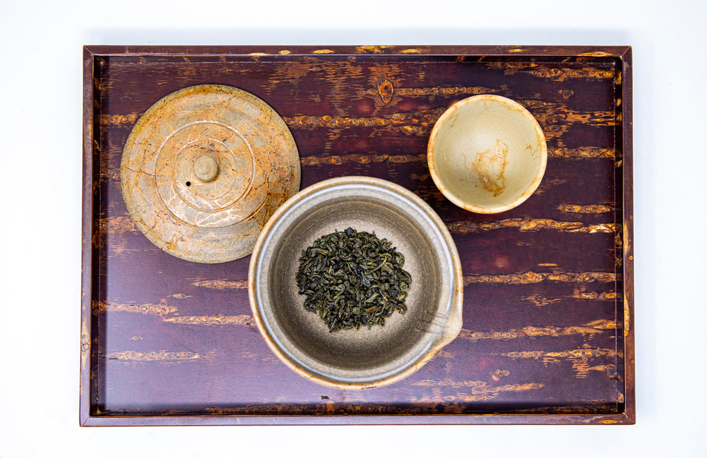 Tea Tray with tea pot, tea cup and  Chrysanthemum and Jasmine Green Tea