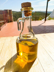 Fresh olive oil on farm