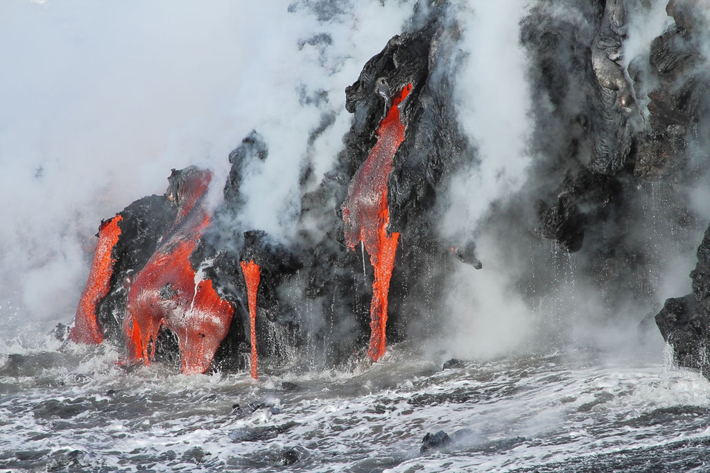 Lava pouring into the sea