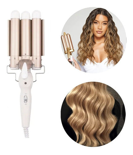 Tenaza Rizadora Triple Cabello Para Ondas Peinado Automático – 15nas.com