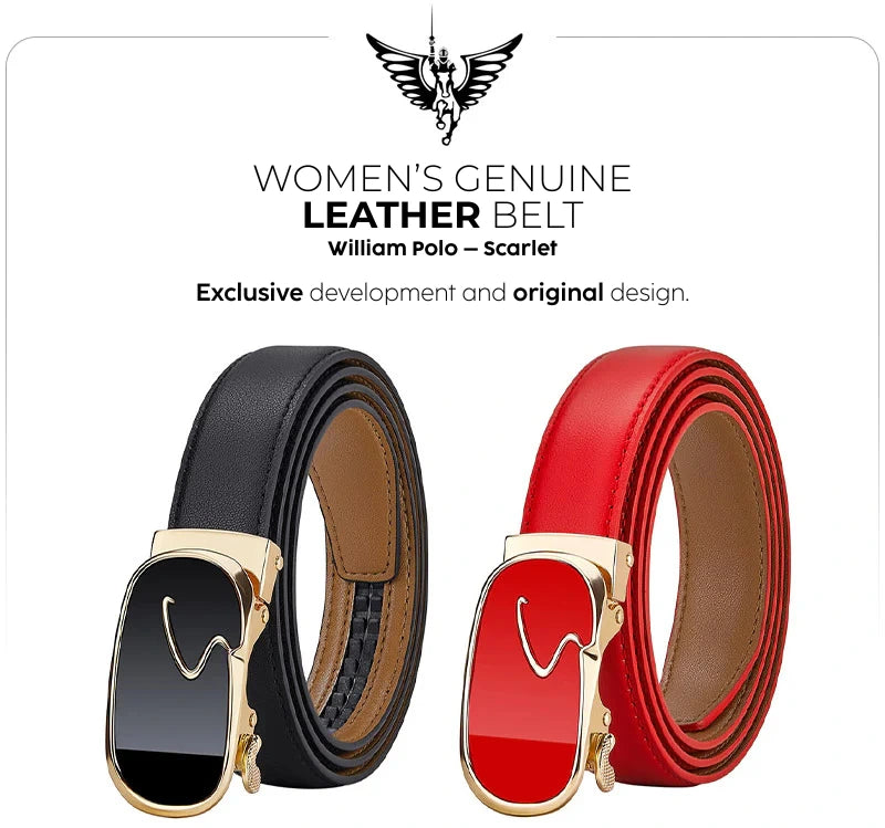 Women’s Genuine Leather Belt William Polo – Scarlet