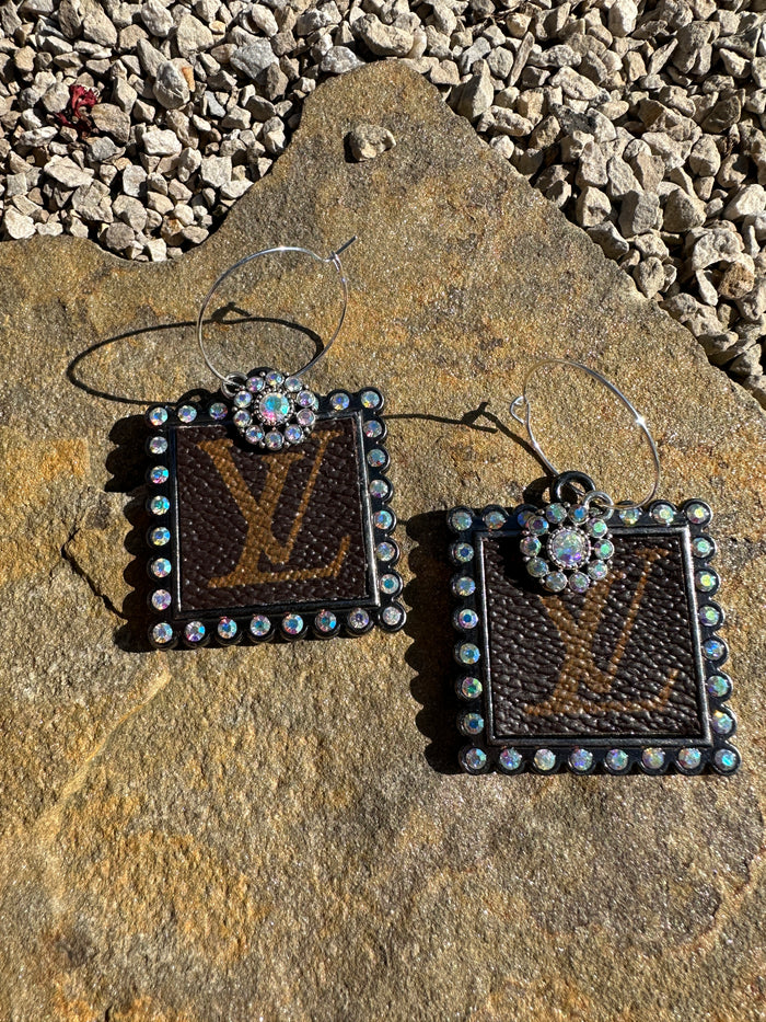 LV Rhinestone Encrusted Earrings – Cierra Lauren