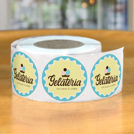 roll label with a business logo on it