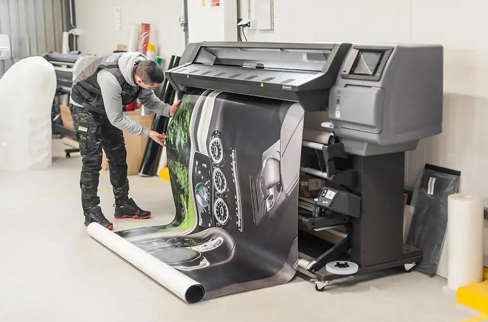 a man looking at a print coming out of a printer