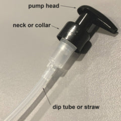 close up Bottiful Home lotion pump w labeled parts