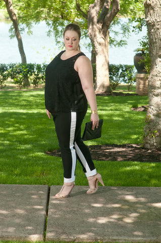 black and white plus size slacks