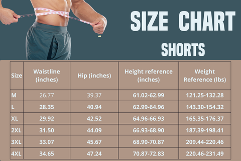 size chart for shorts