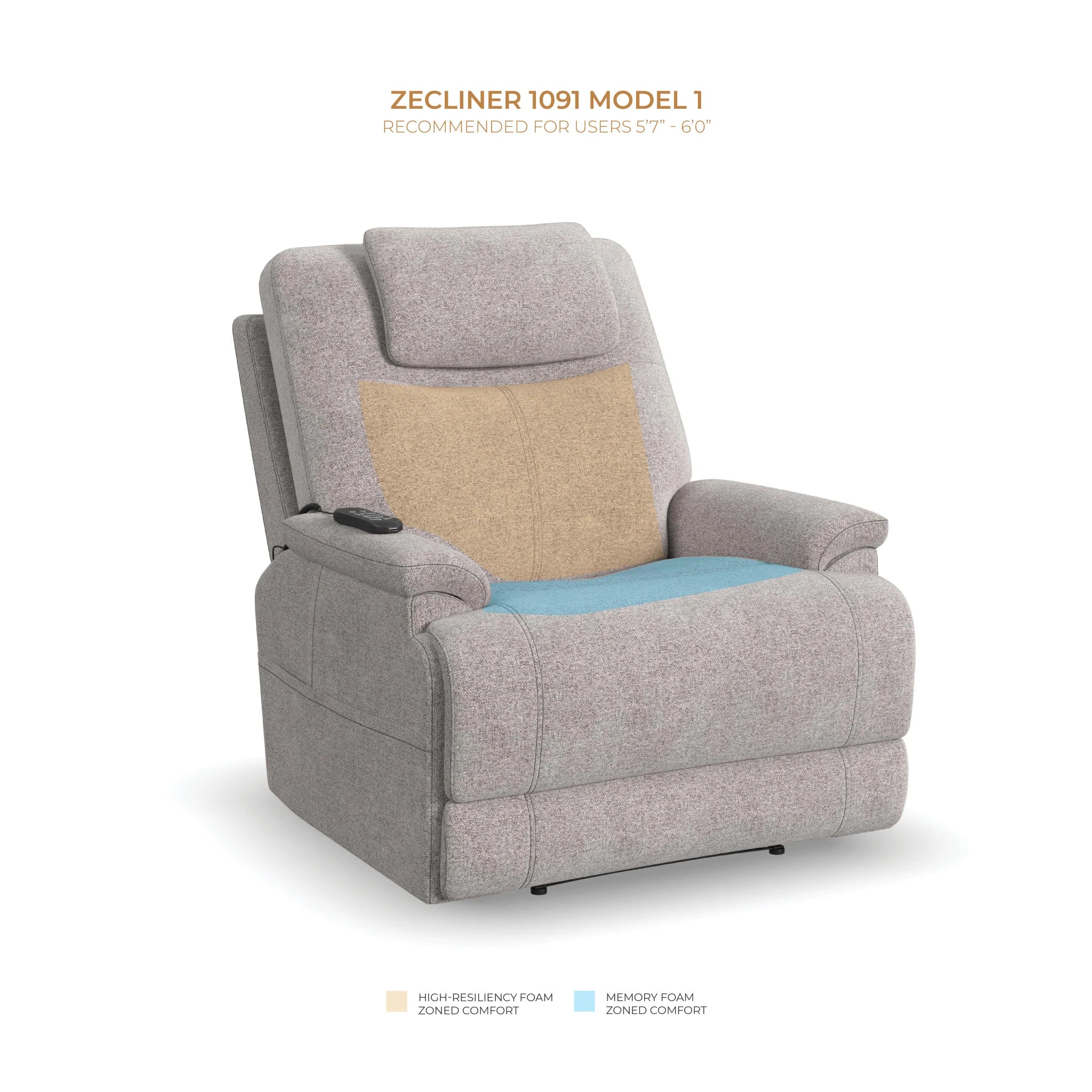 Dove Fabric Power Lift Sleep Chair - Zecliner Model 1