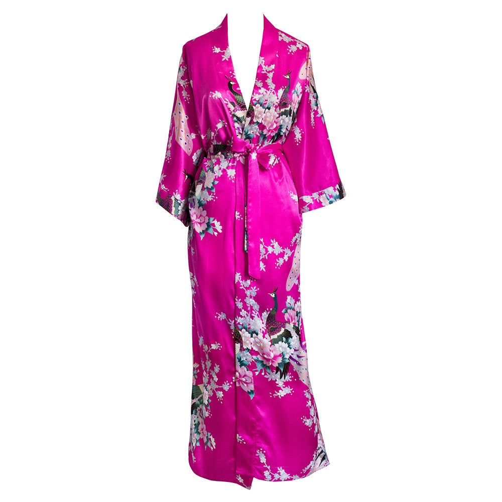 Peacock & Blossoms Kimono Robe – Old Shanghai Online