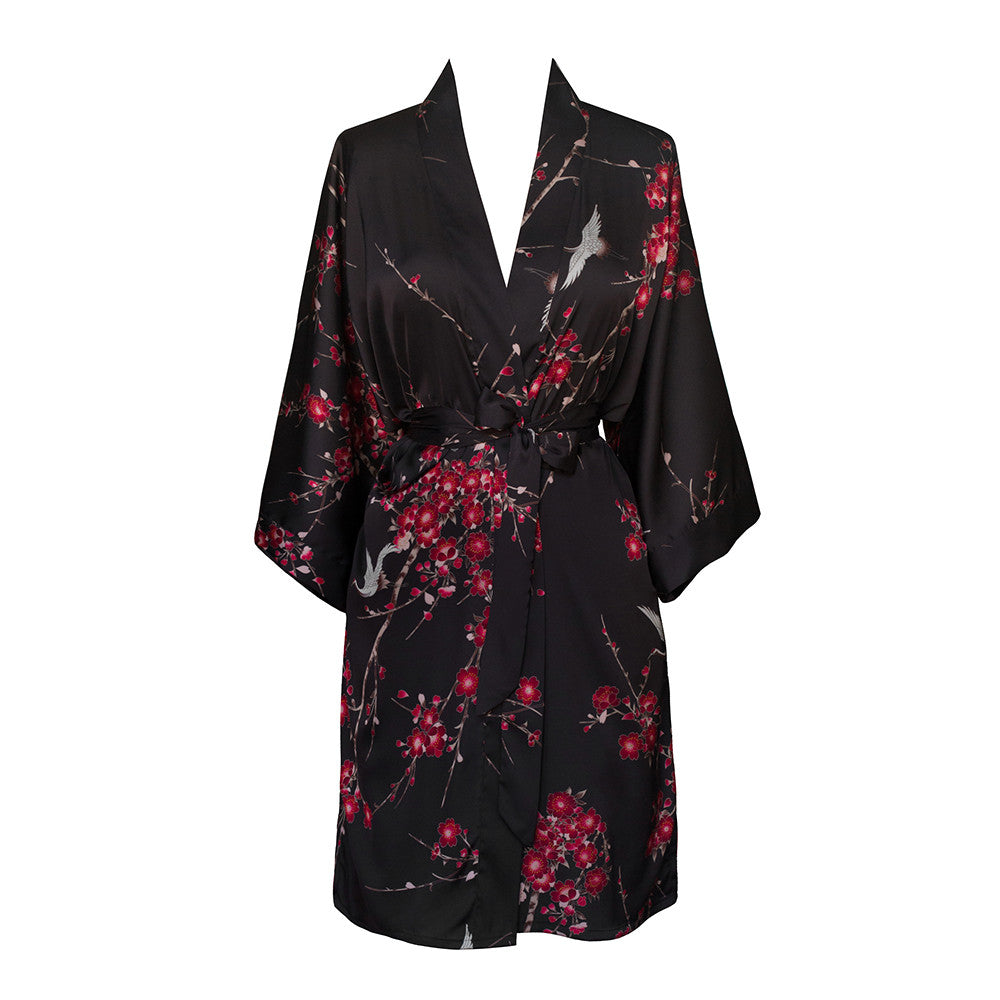 Cherry Blossom & Crane Kimono Robe – Old Shanghai Online
