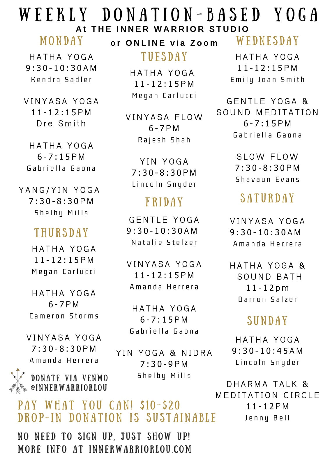 DDP Yoga Wednesday Warriors Discounted Prepaid Classes