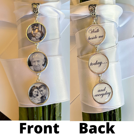 Bouquet Charm with photos for Bridal Bouquet 3 charms tiered with doub –  Girl Power Jewelry