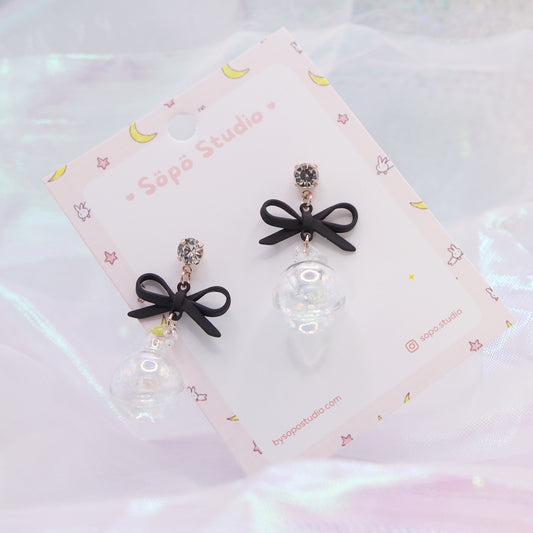 Crystal Heart Ribbon Pearl Lolita Dangle Earrings – Sopo Studio