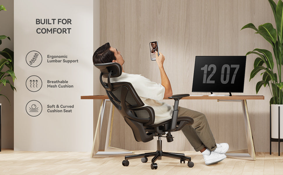 NOBLEWELL Ergonomic High Back Mesh Chair for Office Computer with Lumbar  Support, 3D Armrest, Double Backrest and Adjustable Headrest