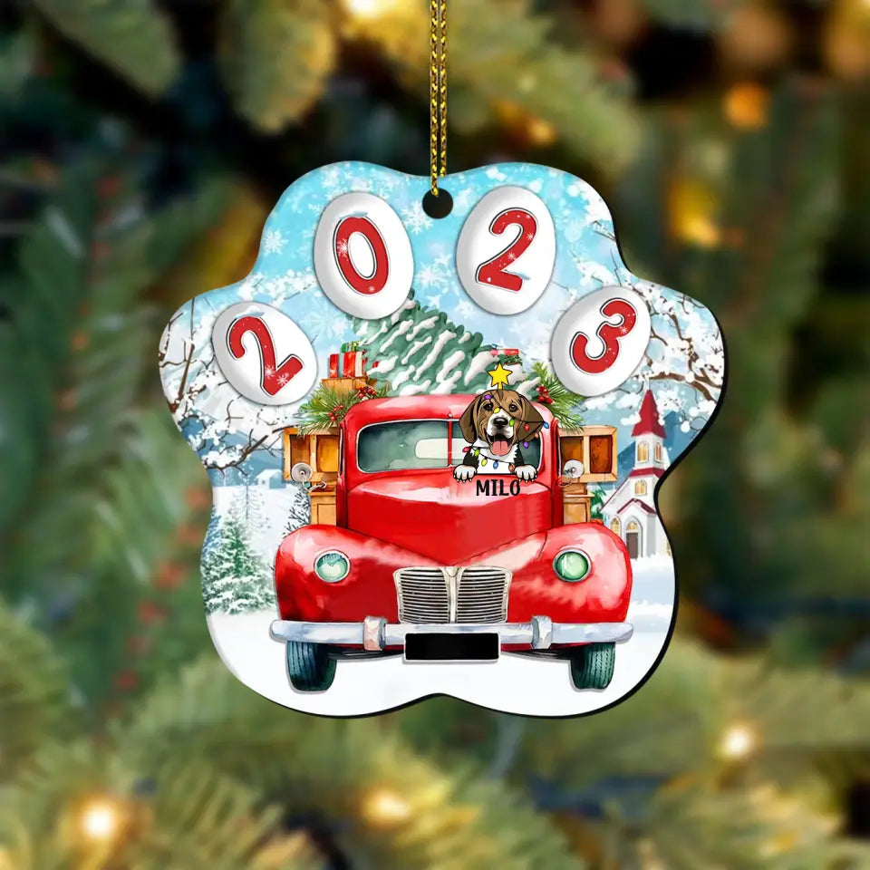Santa Paws Is Coming To Town - Personalized Shaped Acrylic Ornament - Christmas Gift For Dog Lovers
