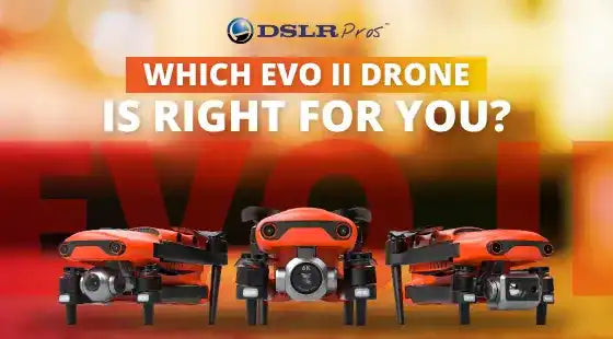 Promotional image of the three Autel EVO II drones with a caption asking,