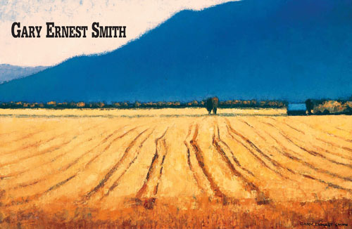 Gary Ernest Smith, Wheat field with Blue Mountain, oil on linen, 16" x 24"