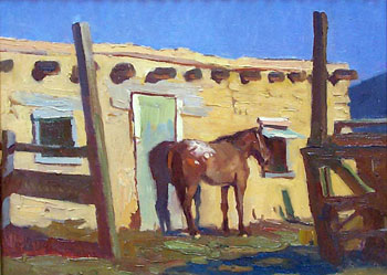 Ray Roberts, Joe's Horse, Oil on Board, 12" x 16" 