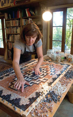 Anne’s mosaics are evolving in new directions, like Navajo designs.
